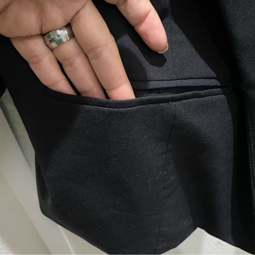 Worthington Womens Blk Shawl Lapel 3/4 Ruched Sleeve Open Front Dress Blazer 3XL - Picture 6 of 14